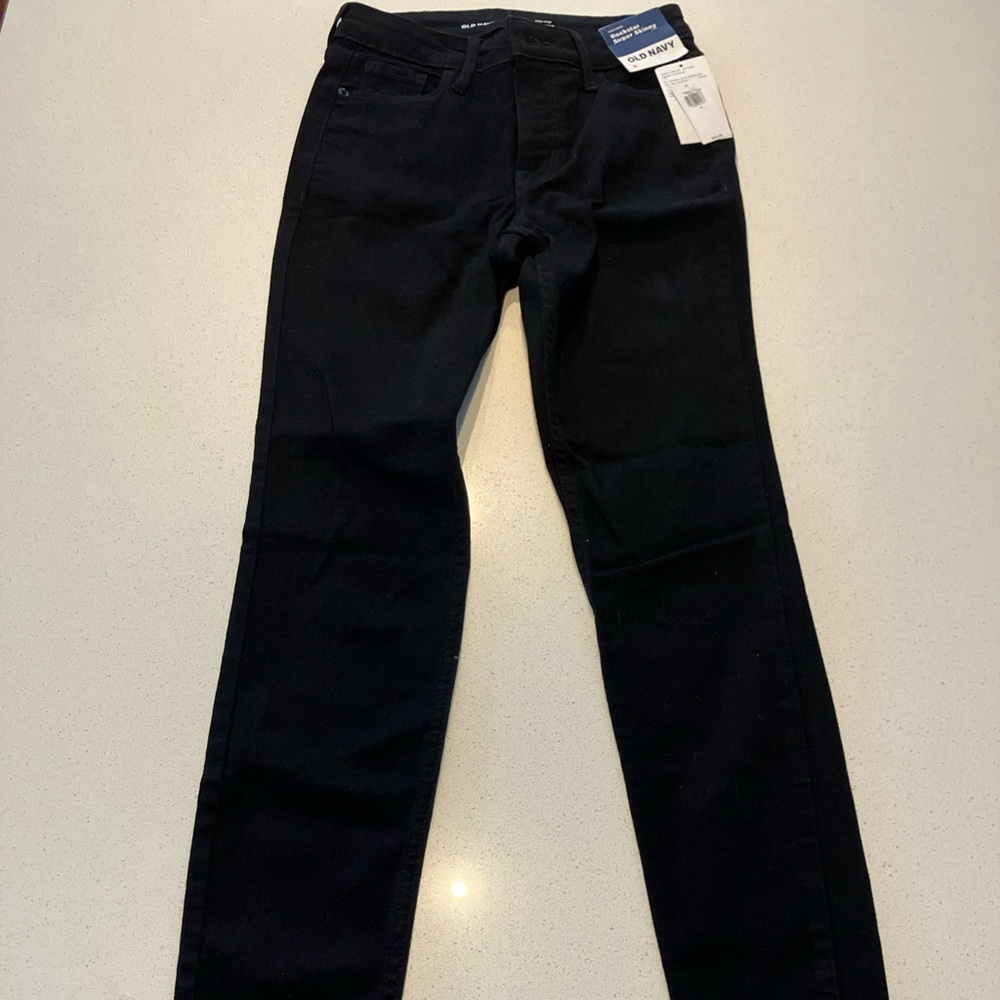 Old Navy Black Rockstar Super Skinny high waisted Jeans Sz 0